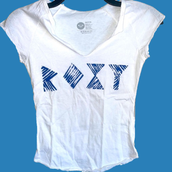 LITTLE Girl’s ROXY Tee Blue Letters White Tee - Picture 1 of 4